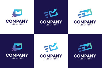 set of fast mail logo,technology , smart, design vector template.