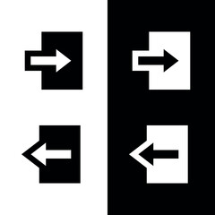 Icon input or output. Door with arrow, direction of movement. Access or registration symbol.