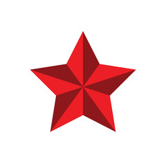 Obraz premium Red star icon. Symbol of the Red Army, military rank on shoulder straps or police. Heraldic sign, five-pointed three-dimensional star.