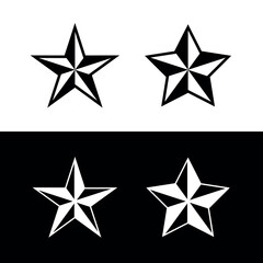 Obraz premium Star icon. Symbol of the Red Army, military rank on shoulder straps or police. Heraldic sign, five-pointed three-dimensional star.