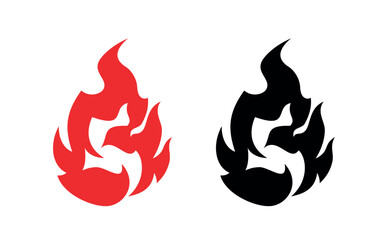 Abstract fire icon. Symbol of danger and importance. Designation of a hit, top or hot.
