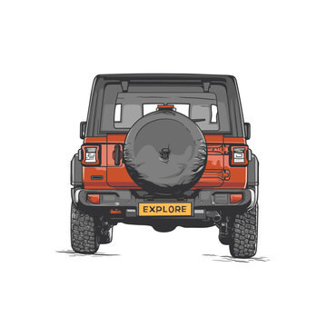 orange jeep rear view explore clip art preview