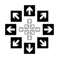 Arrow icons set. Symbol of movement or path. Direction indicator.