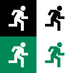 Set of icons man runs. Pictogram of a running man, evacuation or emergency exit symbol. Symbol of emergency or fire.