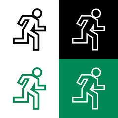 Set of icons man runs. Pictogram of a running man, evacuation or emergency exit symbol. Symbol of emergency or fire.