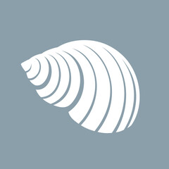 Seashell icon. Shell of sea molluscs. A symbol of a vacation, beach or rest.