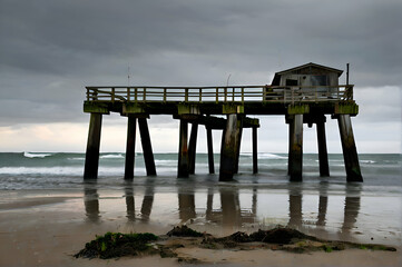 Fototapeta premium Old abandoned pier at the beach