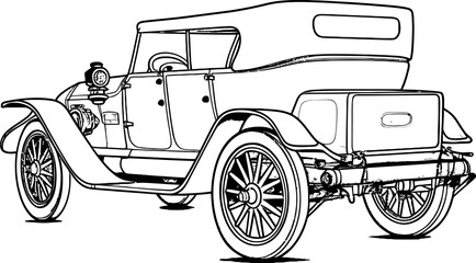 Fototapeta na wymiar Antique car sketch drawing