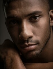 Fototapeta premium Moody portrait close-up of a attractive young man