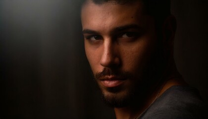 Obraz premium Moody portrait close-up of a attractive young man
