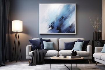 Blue Accents: Modern Art Poster Ideas for Grey Walls - Contemporary Abstract Designs