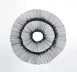 Fotobehang Surrealisme Drawing of two circles in black ink on white