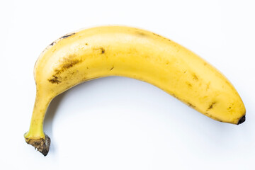 Ripe yellow banana isolated on white background
