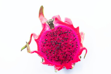 Red dragon fruit isolated on white background with clipping path.