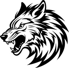 Handdrawn wolf head drawing 