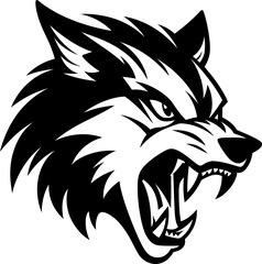 Handdrawn wolf head drawing 