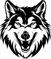 Handdrawn wolf head drawing 