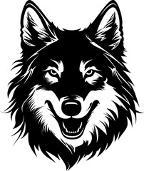 Handdrawn wolf head drawing 