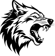 Handdrawn wolf head drawing 