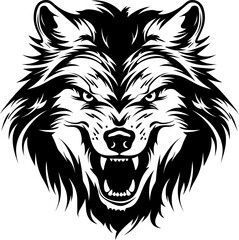Fototapeta premium Handdrawn wolf head drawing 