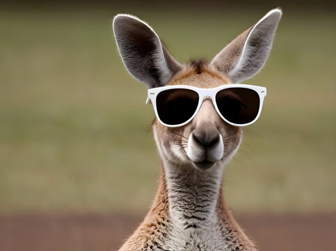 Funny kangaroo in sunglasses
