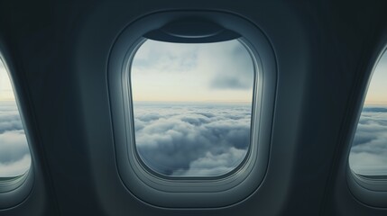 Naklejka premium Inside an Airplane, View from plane window.
