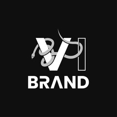 letter v i or roman number 6 with the snake logo