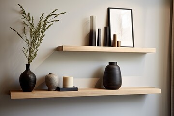 Minimalist Floating Wooden Shelf Ideas: Sleek Lines for Modern Living Rooms with a Neutral Palette