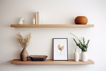 Floating Nordic Shelf Ideas: Light Wood & Minimalistic Living Room Aesthetics