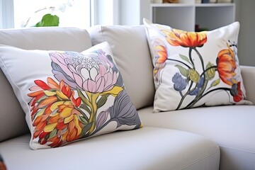 Bold Floral Patterned Cushions: Minimalist Elegance with Modern Color Pops