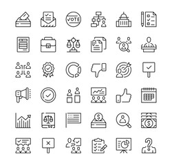 Voting icons set. Vector line icons. Black outline stroke symbols