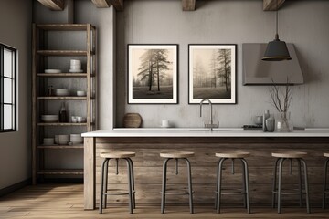 Grey Wall Art Poster Ideas - Farmhouse Kitchen Wood and Metal Classic Contemporary Mix