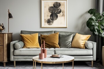 Vintage Grey Wall Art Poster Ideas: Elevate Your Space with Mid-Century Charm and Brass Fixtures