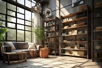 Metal Frame Sunlit Corner: Industrial Home Designs Maximizing Natural Light