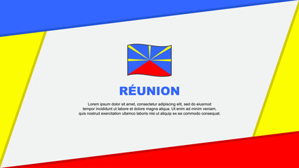 Reunion Flag Abstract Background Design Template. Reunion Independence Day Banner Cartoon Vector Illustration. Banner