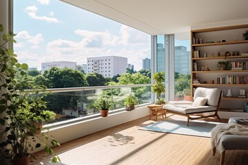 Maximized Daylight Oasis: Modern Apartment with Clear Balcony View