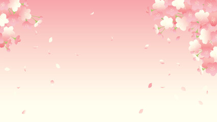 Obraz na płótnie Canvas 満開の桜のベクターイラスト（16：9背景用）