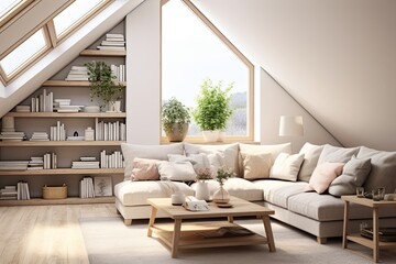 Maximizing Natural Light: Scandinavian Living Room with White Sofa and Wooden Coffee Table
