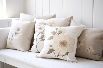 Nordic Floral Cushion Harmony in White Living Space