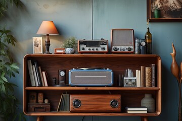 Vintage Radios and Nostalgic Decor: Retro-Inspired Floating Wooden Shelf Ideas