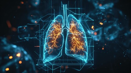 A virtual hologram of a lung depicting areas of damaged tissue and helping pulmonologists identify respiratory conditions.