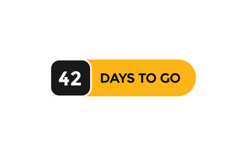 42 days to go countdown to go one time,  background template 42 days to go, countdown sticker left banner business,sale, label button,