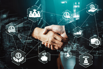 Finance and Money Transaction Technology Concept. Icon Graphic interface showing fintech trade...