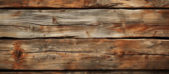 A close up of a brown hardwood plank with a grainy texture, showcasing the natural pattern of the wood grain. The rectangular surface is perfect for building materials or flooring