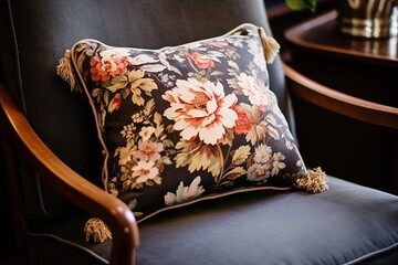 Vintage Elegance: Floral Pattern Cushion Inspiration in Classic Furniture Drawing Room