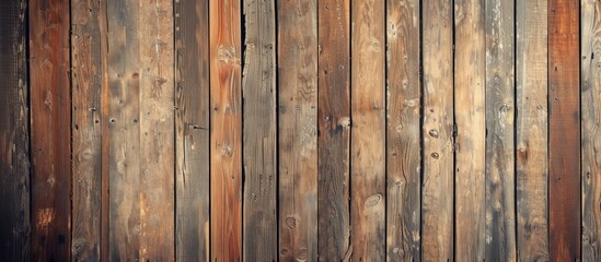 A detailed shot of a brown wooden fence showcasing the intricate patterns of the hardwood planks, enhanced by the glossy varnish finish