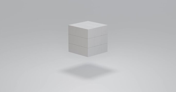 3D loop animation of cube. assemble random moving.