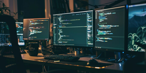 Programming code abstract technology background of software developer and Computer script