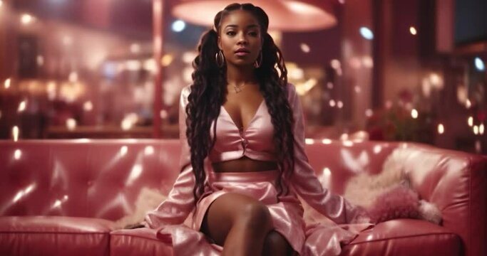 Girls fashion models of different types and nationalities bright background. Beauty fashion concept Advertising video 4k.Generative AI