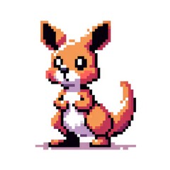 Pixel art of a kangaroo with a white background, in the style of early 90s video game console, cute 8 bit animal illustration